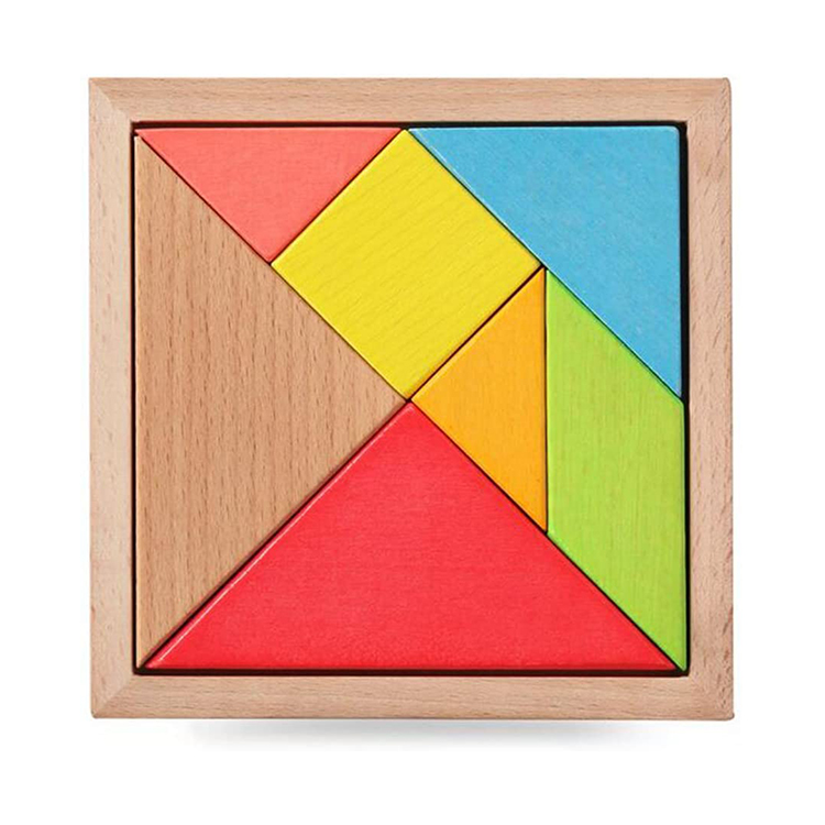7 Piece children educational toy colorful wooden brain training geometry tangram puzzle