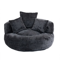 Canapé Moderne Minimaliste Monoplace Rond en Coton Élastique, Tissu Chenille pour Salon, Triple Coussin, Design de Rangement Sous Vide, Velours