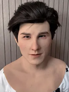 قناع سيليكون واقعي بشعر طويل، قناع رأس كامل لرجل وسيم، مناسب للهالوين والتنكر والمسرح - Product Image 4