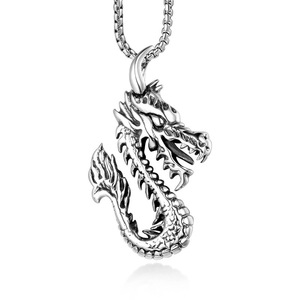 <b>Titanium</b> Steel Dragon Pendant Necklace Chinese Style Animal Zodiac Fashion Jewelry SP738 - Product Image 1