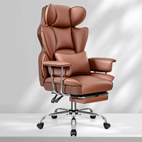Chaise de bureau de direction ergonomique à dossier haut Repose-pieds Chaise de bureau de bureau à domicile Chaise de jeu d'ordinateur Matériau en tissu de cuir véritable