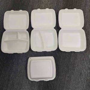 6 inch vuông phân hủy sinh học bã mía Hộp Ăn Trưa tự nhiên trắng takeout container thực phẩm vỏ sò Hamburger Hộp bao bì thực phẩm - Product Image 4