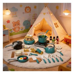 Kids Pretend Cooking Kitchen Toy Bench Refrigerator Sink <b>Storage</b> <b>Basket</b> Educational Exploration Family Joy Learning - Product Image 5