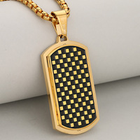 Kalung Rantai Baja Anti Karat Motif Kotak-kotak Vintage Grosir untuk Pria, Liontin Hip Hop, Hadiah Perhiasan