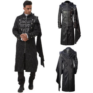 ליל כל הקדושים שחור למבוגרים סטיימפאנק תחפושת פיראט מעיל ארוך וינטג 'מעיל שריון גותי שריון גותי - Product Image 1