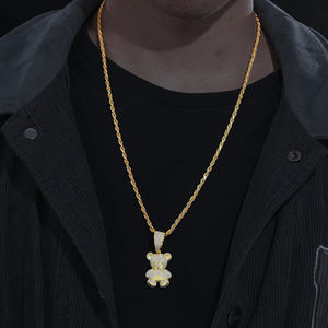 Collar con Colgante de Osito de Peluche Lindo Iced Out con Moissanita VVS que Pasa el Probador de Diamantes, Joyería Hip Hop de Plata Esterlina 925 al por Mayor - Product Image 5