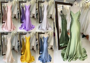 Robes de soirée pour femmes en satin <span class=keywords><strong>vert</strong></span>, nouvelle broderie, sans manches, sirène, dos lacé - Product Image 6