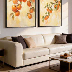 Hand Painted Persimmon Oil Painting Metal Frame 80x100cm Modern Minimalist Living Room Wall <b>Art</b> Decor - Product Image 3