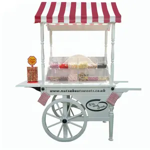 Creatieve Candy Winkelwagen Draagbare Trolley Mobiele Winkelwagen Ontwerp, Retail Zoete Voedsel Kiosk/ Booth Stand Voor Verkoop