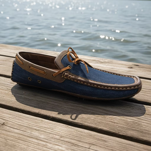 LXG, Chaussures mocassins en cuir nubuck <span class=keywords><strong>bleu</strong></span> foncé de qualité pour les vacances, semelle extérieure en caoutchouc antidérapante, chaussures décontractées délicates HSW068 - Product Image 5