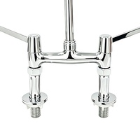 Robinet mélangeur médical coudé en laiton chromé à double poignée longue de 6 pouces pour lavabo, double trou, eau chaude et froide