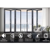Accordéon interne moderne verrouillable coulissant Pared De Cristal Plegable Double Low-e Portes de patio en verre cloison de bureau