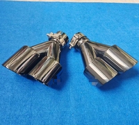 Punta de Escape Estilo AK de 3.5 Pulgadas, Forma de Y, Malla Interior de Acero Inoxidable, Color Negro Titanio, Punta de Silenciador Doble para Tuning de Tubo de Escape de Automóvil