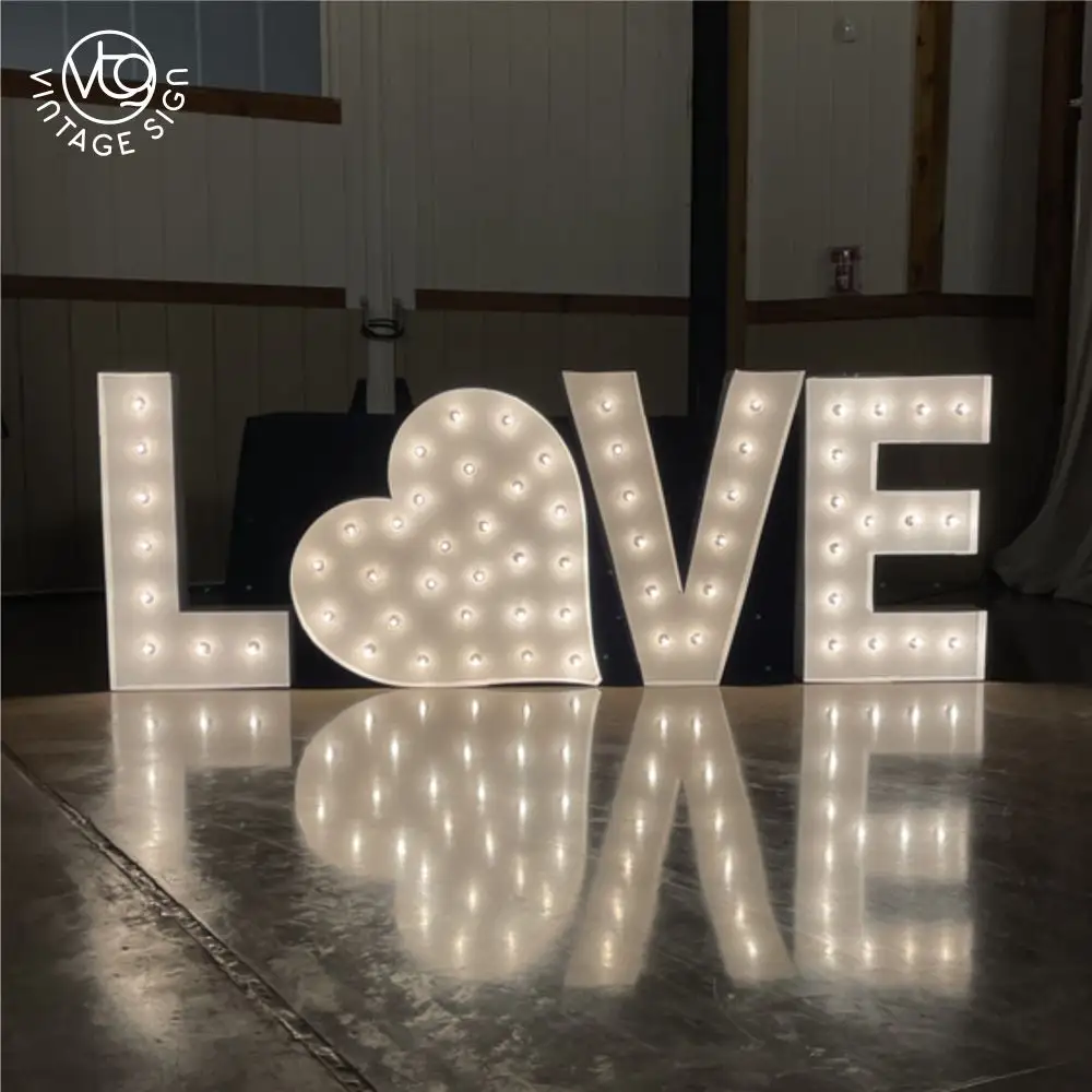 Letras gigantes 3D Números al aire libre 15 Letras de 3 pies Decoración de amor Signo Led Número Marquee Bombilla Letras Signos