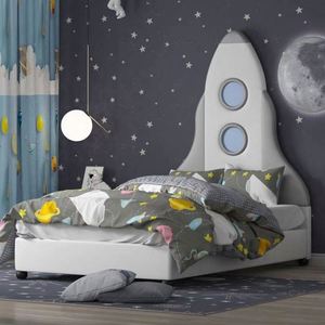 Lit de jour pour enfants Rocket Ship en bois massif, moderne et confortable, avec rangement et design aventure de dessin animé pour chambre à coucher - Product Image 2