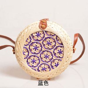 Long Strap Shoulder Bag Mini Crossbody Bag Hollow Round Rattan Purse Bamboo Handbag for Women Lady Girl Shopping Holiday <b>Dress</b> - Product Image 3