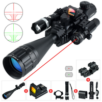 Lunette de chasse SYQT 6-24x50 AOEG avec télémètre, combo viseur holographique 4 réticules, point rouge, laser vert