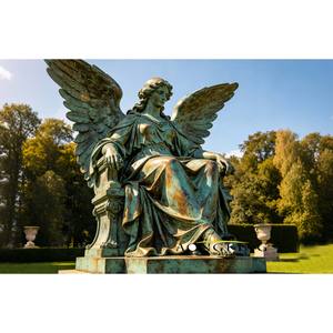 Statua di Angelo in Bronzo in Ginocchio in Preghiera, Grandezza Naturale, Patina Anticata, Scultura di Angioletto per Decorazione Esterna, Giardino, Cimitero - Product Image 3