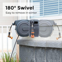 Carrete de manguera de jardín retráctil de goma de 1/2'' Jade Hill R-15 para exteriores, con certificación CNS, rebobinado automático, montado en pared, venta al por mayor