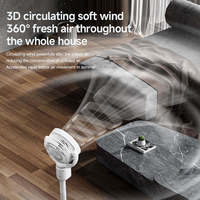 Ventilateur sur pied 3D à circulation d'air, batterie intégrée rechargeable, écran LED, ventilateur électrique domestique 3-en-1 (sur pied, de table et au sol)