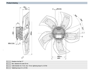 Ventilateur axial EC A3G800-AY27-01 800 mm 400 VAC 980 tr/min 20500 CFM 1650 W pour système de refroidissement et de ventilation industriel CVC et centre de données - Product Image 2