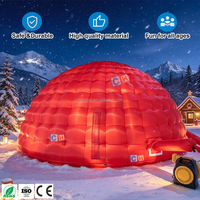Dôme de Noël gonflable rouge, tente igloo pour événements de Noël, décoration de fête de Noël en plein air