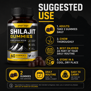 Gummies de Shilajit Bio Pur de l'Himalaya à Formule Personnalisée, Faible MOQ, Certifiées GMP, pour Vitalité Quotidienne, Concentration et Bien-être Minéral - Product Image 4