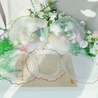 Assiette de Présentation en Gros 13 Pouces en Plastique Transparent Réutilisable Élégante Doré Rose pour Décoration de Mariage, Fête, Banquet, Anniversaire, Festival