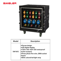 Coffret de Distribution Électrique Triphasé à Roues pour Scène DJ Lumière, Distributeur de Puissance 16/32/200A, Distro 12 Voies, Armoire 16/24/32/48 Canaux