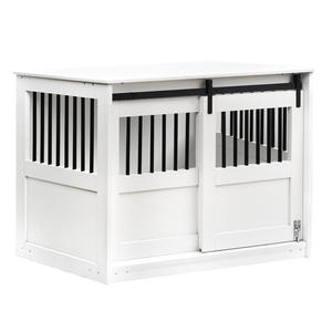 กรงสุนัขแบบแผงพร้อมประตูบานเลื่อน เฟอร์นิเจอร์สำหรับสัตว์เลี้ยง บ้านสุนัขสีขาว บ้านสุนัขในร่ม - Product Image 1