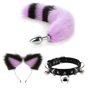 Delove Foxコスチュームセット毛皮のようなアナルプラグネックレスヘッドバンド動物型大人のおもちゃカップル用 - Product Image 5