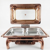 Plat à chafing en acier inoxydable premium 9L or rose avec chauffe-combustible pour buffet et traiteur, idéal pour l'équipement de cuisine