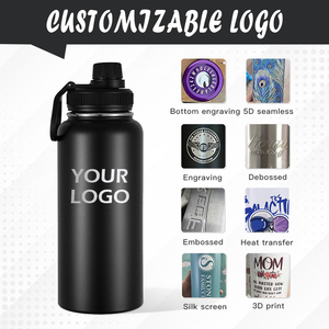Custom Double Wall 18/8 Stainless Steel Vacuum Insulated BPA Free Wide Mouth Drinking Flask with Handle Lid - Product Image 6