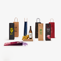 Servicio OEM ODM, Bolsa de Regalo para Botellas Altas, Bolsa de Transporte, Bolsa de Papel para Vino con Ventana de PVC, Personalizada, de Lujo, al por Mayor