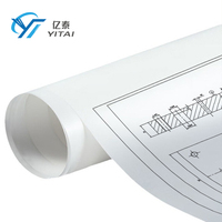 Papel de Calco Transparente Blanco de Poliéster para Dibujo CAD e Impresión, Rollo de 1 m