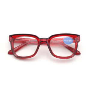 Montures de lunettes de lecture carrées unisexes de haute qualité en gros, correction de <span class=keywords><strong>la</strong></span> <span class=keywords><strong>presbytie</strong></span> en noir et rouge, verres en PC - Product Image 3