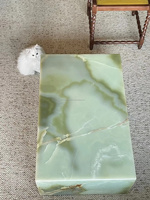 Socle en Onyx Vert Naturel Table Basse en Marbre Meubles de Salon Table Centrale Cube Rectangle Table Basse en Marbre Onyx