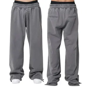 Hot Selling New Style Knitted Baggy Sweatpants Custom Logo Men Winter Heavyweight Vintage Washed Wide Leg Sweatpants