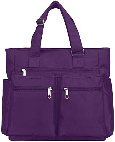 Canvas Tote Bag Waterproof Nylon Multi Pocket Shoulder Bags Laptop Work Bag