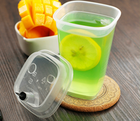 Gobelets carrés jetables en PP de qualité alimentaire, écologiques et recyclables, avec couvercle carré, pour fêtes, fruits, thé, desserts - Vente en gros