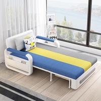 Canapé modulable en bois massif pour salon, convertible en lit simple, multifonctionnel et pliable, avec revêtement en tissu télescopique à double usage