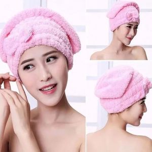 Gorro de microfibra para secar el cabello rápidamente para mujer, toalla turbante con lazo para baño, accesorios de baño, gorro de ducha - Product Image 2