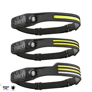 Lampe frontale LED rechargeable au lithium-ion réglable, noire, chargement USB, pour camping et extérieur, étanche IP54, faisceau lumière du jour 6000K - Product Image 2