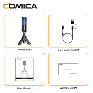 ไมโครโฟน COMICA EJoy Uni S Type C RGB แบบคาร์ดิออยด์ คอนเดนเซอร์ USB ตัดเสียงรบกวน พกพาสะดวก ความละเอียด 24 บิต 48kHz ช่องต่อ 3.5 มม. สำหรับมอนิเตอร์แบบมีสาย - Product Image 4
