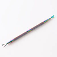 Outils de manucure double tête pour nail art, dissolvant de vernis gel, repousse-cuticules triangulaire en titane arc-en-ciel, outils de manucure pour élimination des peaux mortes