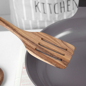 Wooden Spatula Teak Long Handle Slotted Frying Spoon Cooking Utensil Kitchen Tool - Product Image 3
