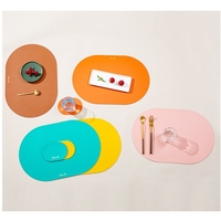 Napperon à deux côtés en cuir PU de style nordique ensemble de sous-verre tapis de Table à manger de forme ovale isolation sous-verre pour boisson hôtel