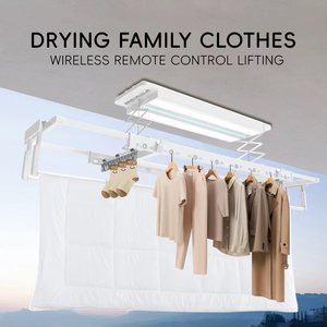 Séchoir à linge électrique pliable à séchage rapide, monté au plafond, avec fonction anti-acariens UV et protection contre les surcharges, idéal pour appartement - Product Image 5