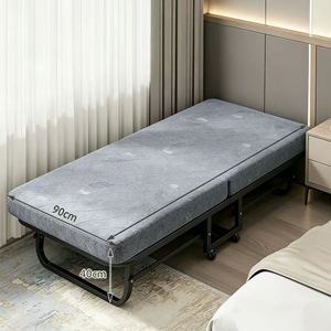 Foldable Metal Rollaway <b>Bed</b> With Mattress Single Guest Sleeper Frame On Wheels For Bedroom Hotel Camping - Product Image 2