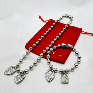 Collier et bracelet HC Ask for <span class=keywords><strong>U</strong></span> Catalog, perles <span class=keywords><strong>de</strong></span> <span class=keywords><strong>50</strong></span> marques <span class=keywords><strong>de</strong></span> bijoux fantaisie, bijoux <span class=keywords><strong>de</strong></span> marque, collier, bijoux, cadenas, amour, clé, cœur - Product Image 6